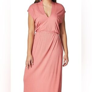 Lucky Brand Ribbed Long Pink Maxi Dress XL Women’s Dress V Neck